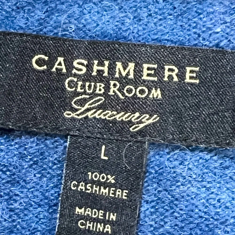 Club Room 100% cashmere knit sweater soft heathered blue v neck‎ preppy luxury